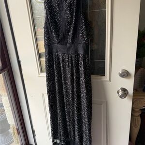 Adelyn Rae Black and White Polka Dot Maxi Dress